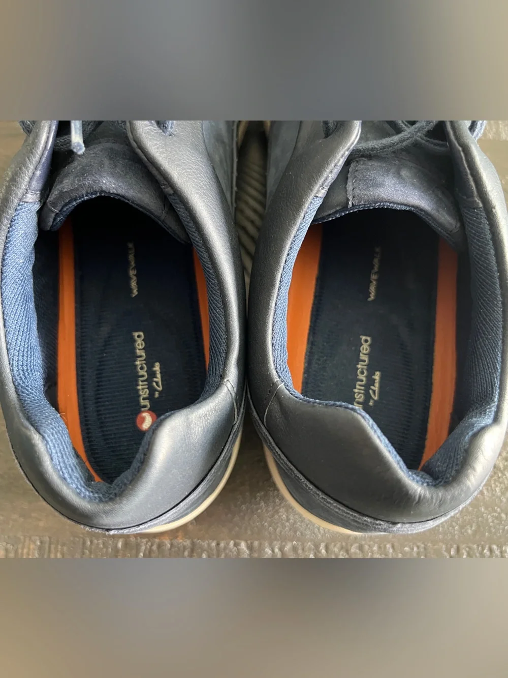 Clarks Unstructured Navy Leather Walking Sneakers Quiet Luxury Comfort Shoes 11
